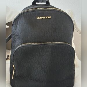 Michael Kors Black Backpack with Gold Accents